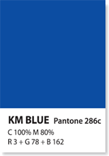 KM BLUE pantone 286c C100% M80% R3+G78+B162