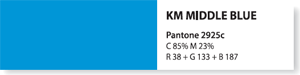 KM MIDDLE BLUE pantone 2925c C85% M23% R38+G133+B187