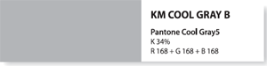 KM COOL GRAY B pantone cool gray5 k34% R168+G168+B168
