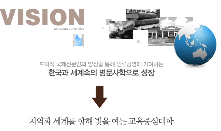 VISION 도덕적 국제전문인의 양성을 통해 인류공영에 기여하는 한국과 세계속의 명문사학으로 성장 > 세계화를 향하여 큰 빛을 여는 품위있는 최고의 대학